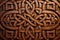 Celtic knot carved on wood background texture