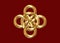 Celtic knot, interlocked circles logo, luxury gold seal Chinese style,  tattoo isolated on dark red background