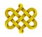Celtic knot made of interweaved golden mobius stripes as two twisted hearts symbol