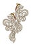 Celtic knot ornament. Ancient Irish symbol. Beautiful Nordic bronze decoration with fantasy birds. Print for logo, icon, fabric,