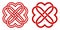 Celtic knot of red hearts in the shape of a flower, vector knot hearts symbol endless love mutual understanding and