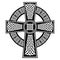 Celtic style Cross with endless knots patterns in white and black with stroke elements inspired by Irish St Patrick`s Day