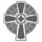 Celtic style Cross with eternity knots patterns in white and black with stroke element surrounded by 2 knotted