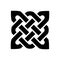 Celtic style square shape element based on eternity knot patterns in black on white background inspired by Irish St Patrick`s Day