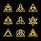 Celtic Triangle Knots Nine Symbols Golden Black