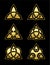 Celtic Triangle Knots Symbols Golden Black Background