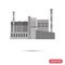 Cement factory flat illustration in black and white colors