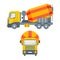 Cement mixer truck side view and front view