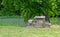 Cement picnic table near creek in Missouri