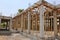 Cement pillar and wood in construct site