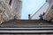 Cement stairway in ancient temple