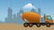 Cement truck passing by city HD definition