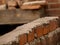 Cemented brick wall with foreground in focus