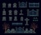 Cemetery 8bit pixel game assets, gravestone fence