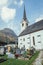 Cemetery and church, moutains in the background