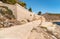 Cemetery entrance on the Levanzo island, smallest of the Aegadian Islands in the Mediterranean Sea in Sicily, Italy