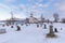 Cemetery of Gimsoy parish church, Lofoten, Norway