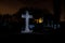 Cemetery graveyard tombstones cross night, Leuven, Belgium