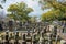 Cemetery at Konkaikomyo-ji Temple in Kyoto, Japan. The Temple originally built in 1175 and also known