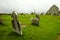 The cemetery in the medieval monastery of Clonmacnoise, Ireland, during a rainy summer day