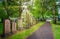 Cemetery near Parish Church of St Cuthbert in the Princes Street Gardens in a sunny summer afternoon. Edinburgh, Scotland