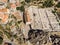 Cemetery and panorama of the city of Monsanto Idanha-a-Nova, Portugal. Shooting from the drone.