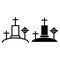 Cemetery thin line icon. Graveyard web vector illustration isolated on white. Cross outline style design, designed for