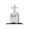 Cemetery tomb with rip word flat style icon