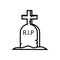 Cemetery tomb with rip word line style icon