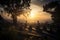 cemetery, with view of the sunrise, bringing new day and new life