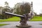 The Cenotaph and German U Boat deck gun in Bangor`s Ward Park on a dull morning in County Down Northern Ireland