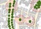 Census of singol, group or row trees in cities -  green management and tree mapping concept with imaginary city map with