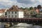 Center of Bamberg a popular tourist destination with ancient center with bridges, flowers and