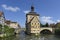 Center of Bamberg a popular tourist destination with ancient center with bridges, flowers and