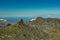 Center of Gran Canaria. Spectacular aerial view across Caldera de Tejeda towards Teide on Tenerife. Famous Roque Bentayga on