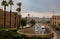 center of jerusalem. Central square, administrative buildings, large houses, few people, rain