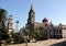 Center of the magical town Cuetzalan Pueblo with view of the government palace, kiosk and the church of San Francisco de Asis