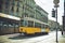 Center of Milan, yellow old tram