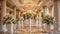 In the center of the opulent ballroom the gleaming marble podium exudes an air of sophistication and luxury. With