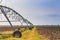 Center pivot sprinkler irrigating fields