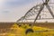 Center pivot sprinkler irrigating fields