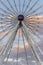 Center portion of a Ferris wheel at dusk