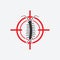Centipede icon red target. Insect pest control sign
