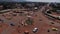 Central African Republic drone view of city traffic.