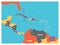 Central America and Carribean states political map with country names labels. Simple flat vector illustration