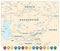 Central Asia Political Map and Colorful Map Pointers