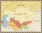 Central Asia Political Map Vintage Color