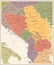 Central Balkan Map - Vintage Vector Illustration
