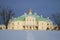 The central building of the Great Menshikovsky Palace in the February day. View from the upper park. Oranienbaum, Russia