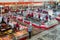 Central covered food market, meat rows, top view, Gomel, Belarus